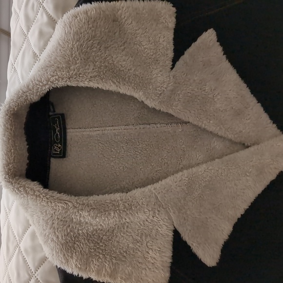 DG2 Black/ Cream Women's Sherpa Coat,Black Wash Size L. - Picture 3 of 11